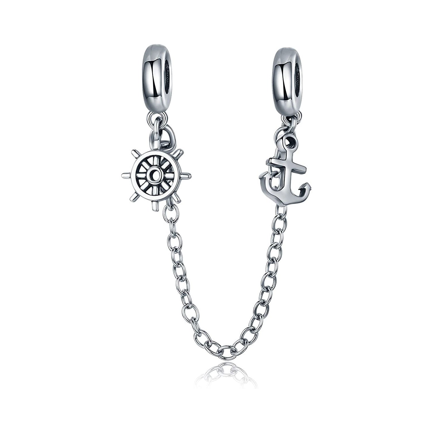 Jewdii 925 Silver Rudder & Anchor Traveling Safety Chain