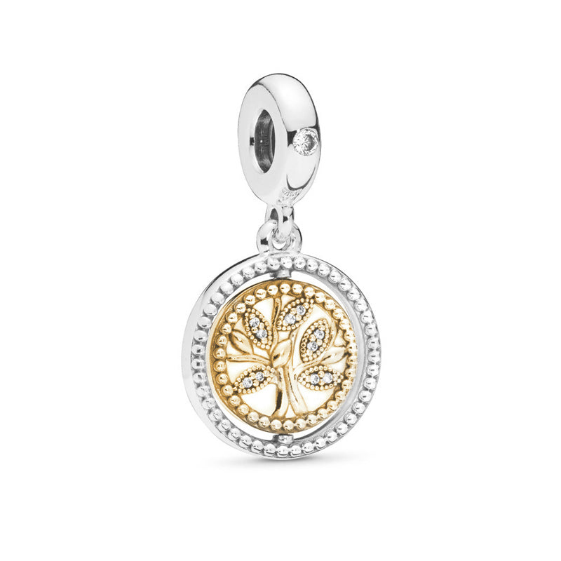 Jewdii 925 Sterling Silver Golden Tree of Life Charms For Bracelet and Necklaces