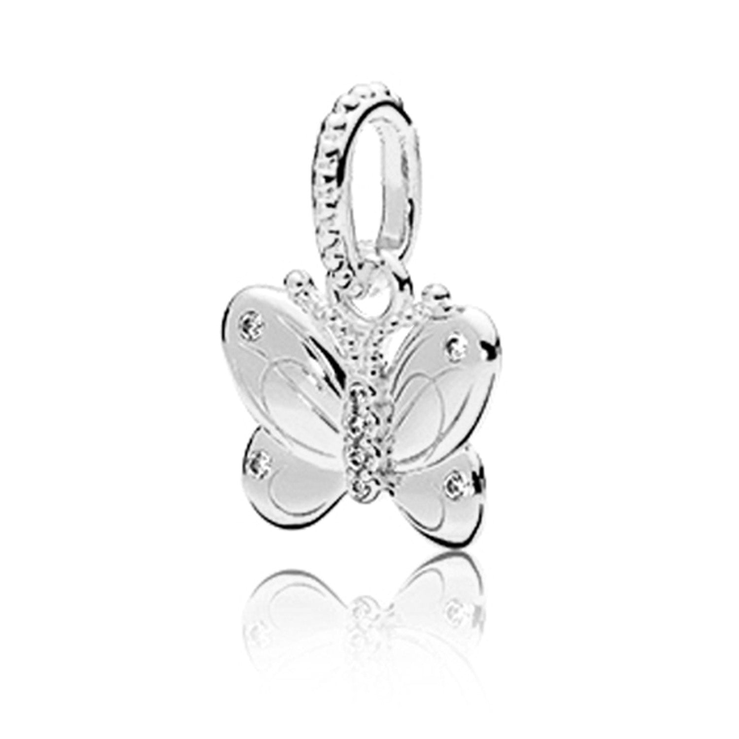Jewdii 925 Sterling Silver Butterfly Charm Bead fit European Beads Wrist Band Bracelet or Necklace
