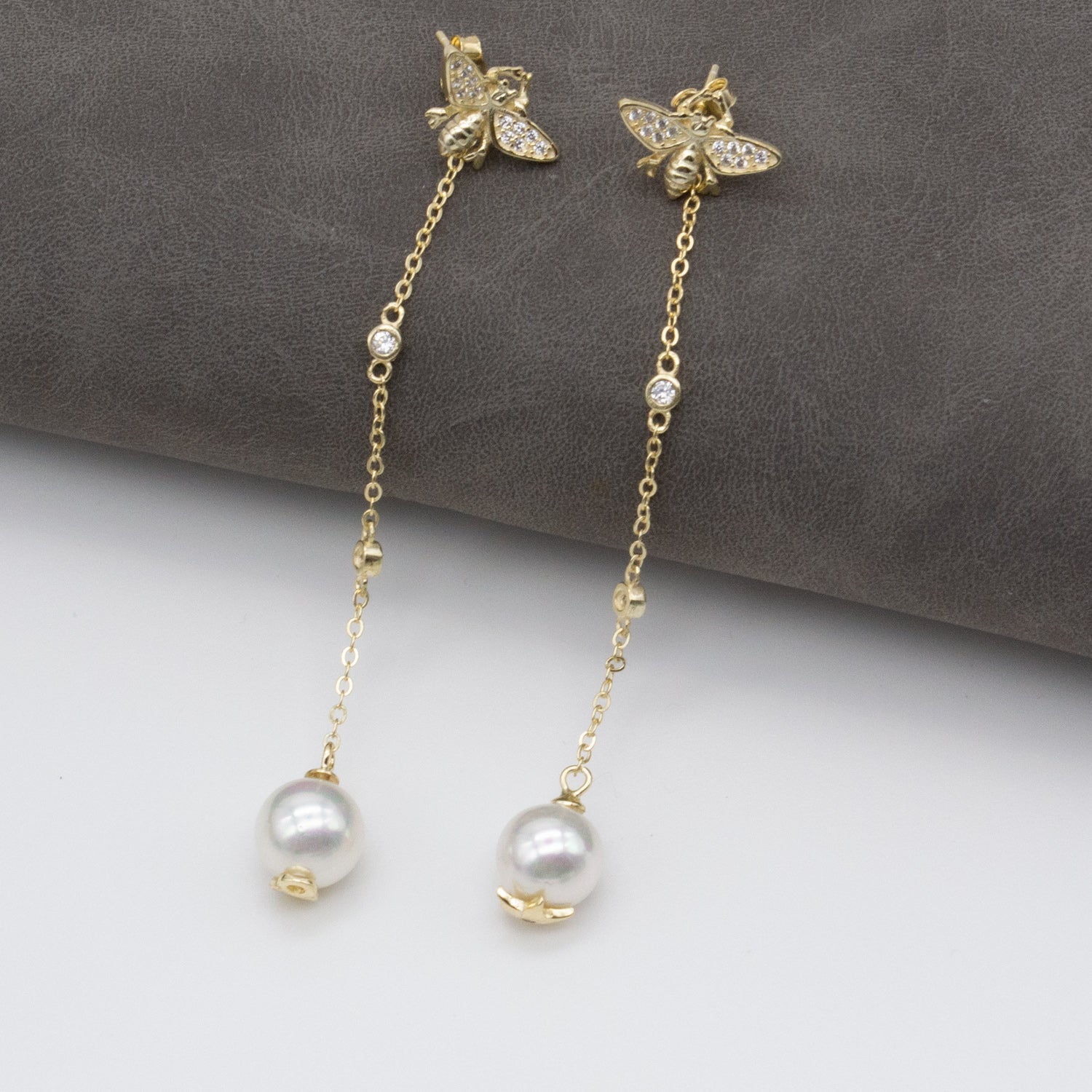 Jewdii 925 Sterling Silver Gold-plated Pearl Earrings
