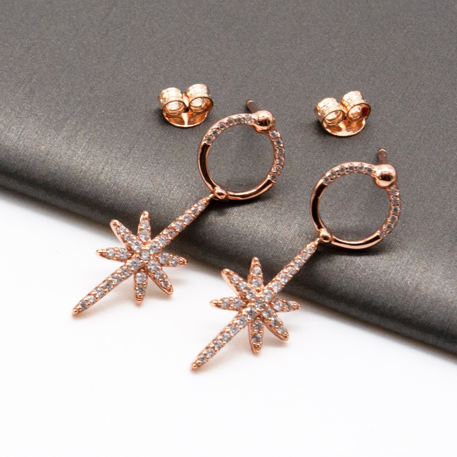 Jewdii Rose Gold 925 Sterling Silver Style Earrings