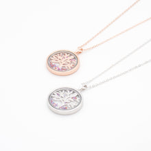 Jewdii 925 Sterling Silver Necklace CZ Box Glass Face with Life of Tree