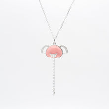 Jewdii 925 Sterling Silver Pink Piggy Enamel Necklace