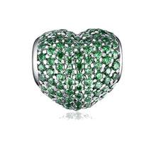 Jewdii CZ Stone 925 Sterling Silver Heart Charm fit Bracelet or Necklace