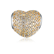 Jewdii CZ Stone 925 Sterling Silver Heart Charm fit Bracelet or Necklace