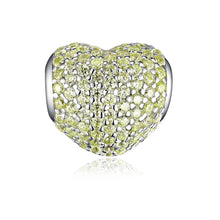 Jewdii CZ Stone 925 Sterling Silver Heart Charm fit Bracelet or Necklace