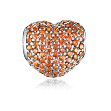 Jewdii CZ Stone 925 Sterling Silver Heart Charm fit Bracelet or Necklace