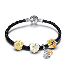 Jewdii Jewelry Black Leather  Charm with 925 Sterling Silver Clasp