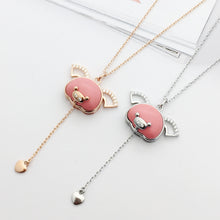 Jewdii 925 Sterling Silver Pink Piggy Enamel Necklace